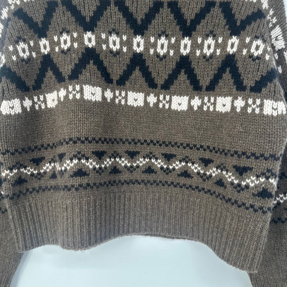 NAKED CASHMERE 100% Cashmere Turtleneck Sweater Fair Isle Nordic Chunky Knit - Picture 5 of 10